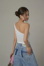 One Shoulder Slim Crop Top