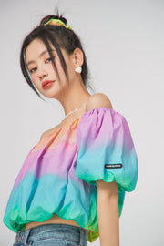 Rainbow Off-Shoulder Blouse