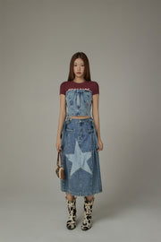 Star Denim Overall Skirt