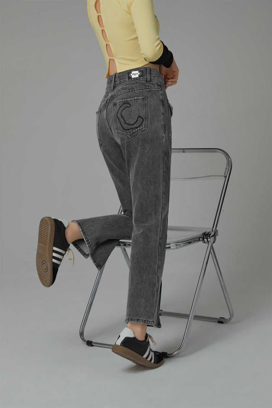 CHUU Slit Bootcut Denim Jeans