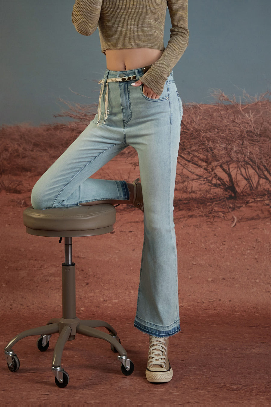 CHUU Not Your Average Bootcut Slit Denim Jeans