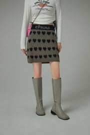 Wall Of Hearts Jacquard Knit Skirt