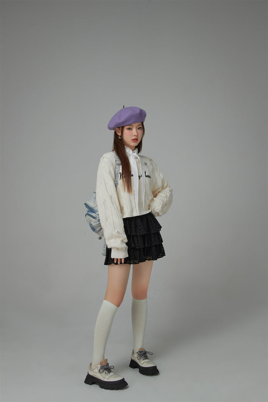 CHUU Made By Chuu Damaged Cable Knit Sweater