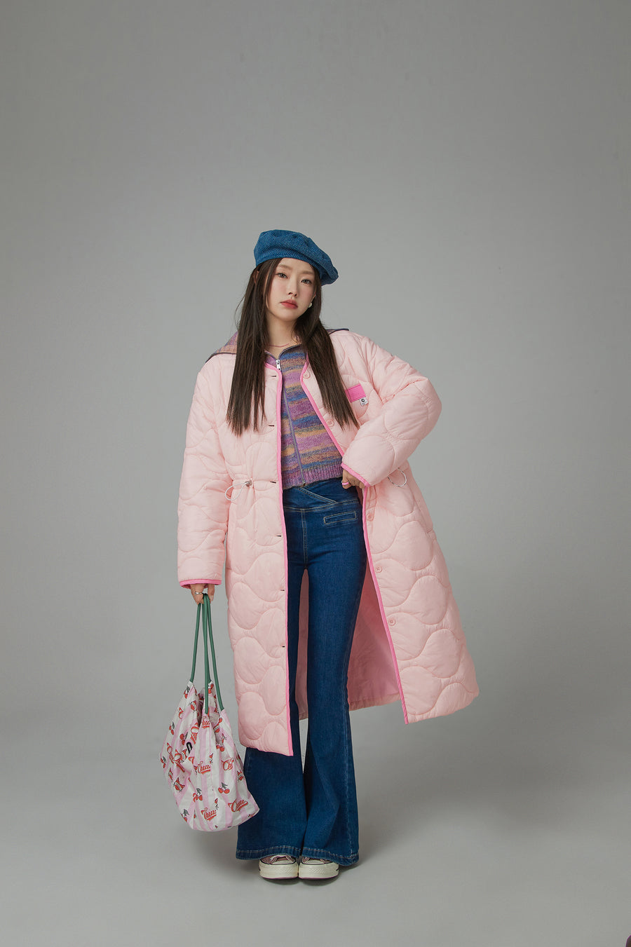 CHUU Cute Quilted Long Coat