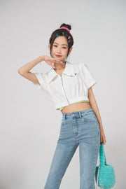 Puff Sleeve Cropped Shirt