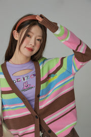 Planet Chuu Embroidered Stripe Cardigan