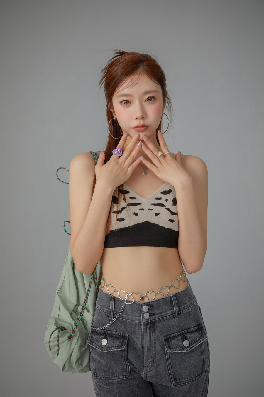 CHUU Printed Sleeveless Knit Bralette Top