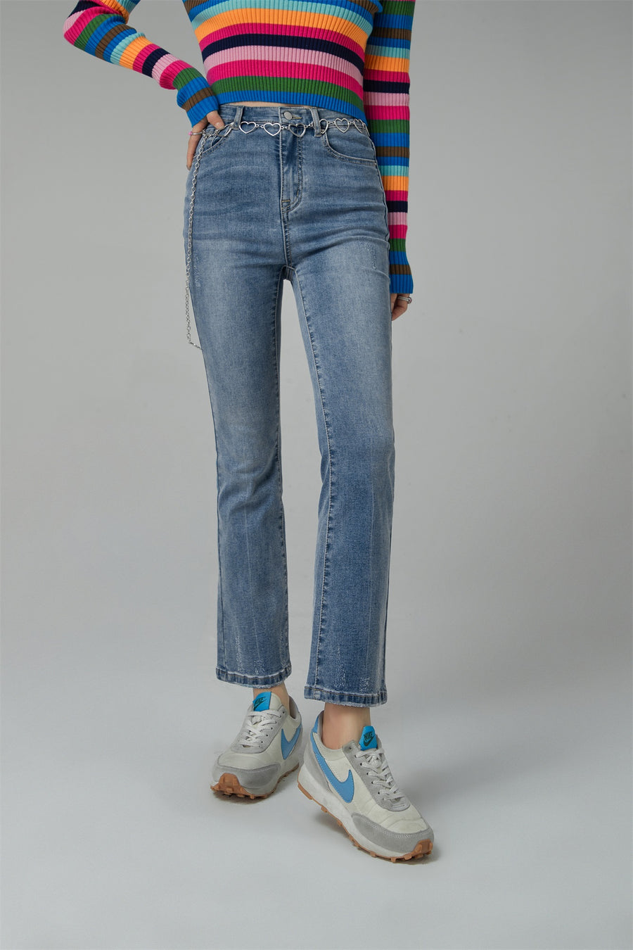 CHUU Heart Pocket Bootcut Denim Pants