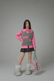 Candy Color Heart Polo Collar Shirt