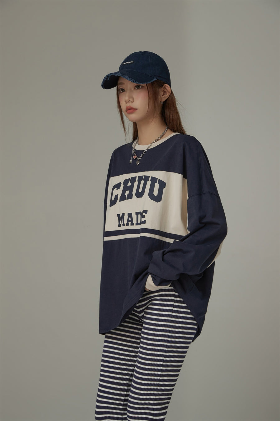 CHUU Chuu Made Color Matching Loose Fit T-Shirt