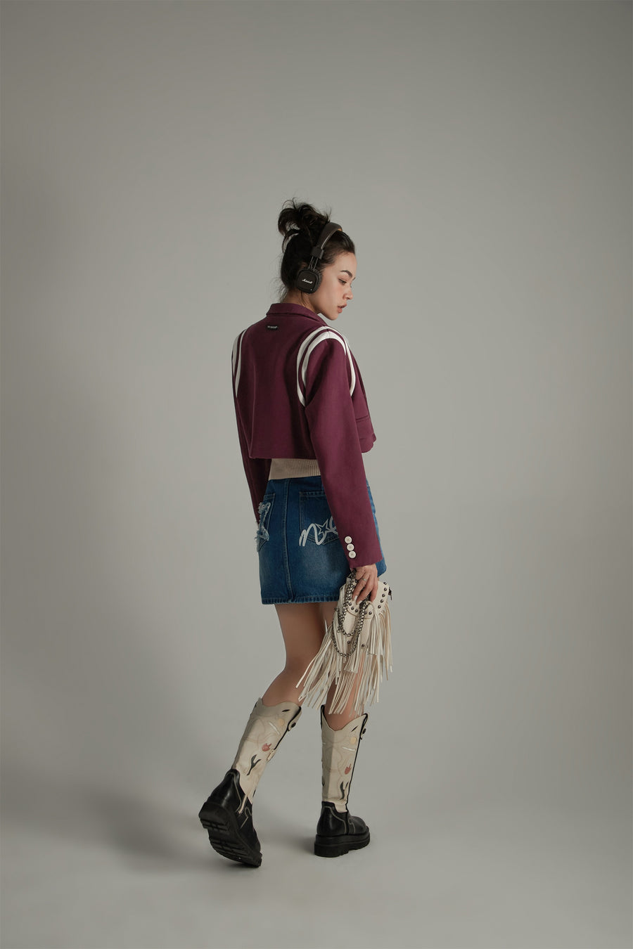 CHUU Cropped Varsity Jacket