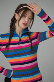 Colorful Skies Rainbow Striped Knit Dress