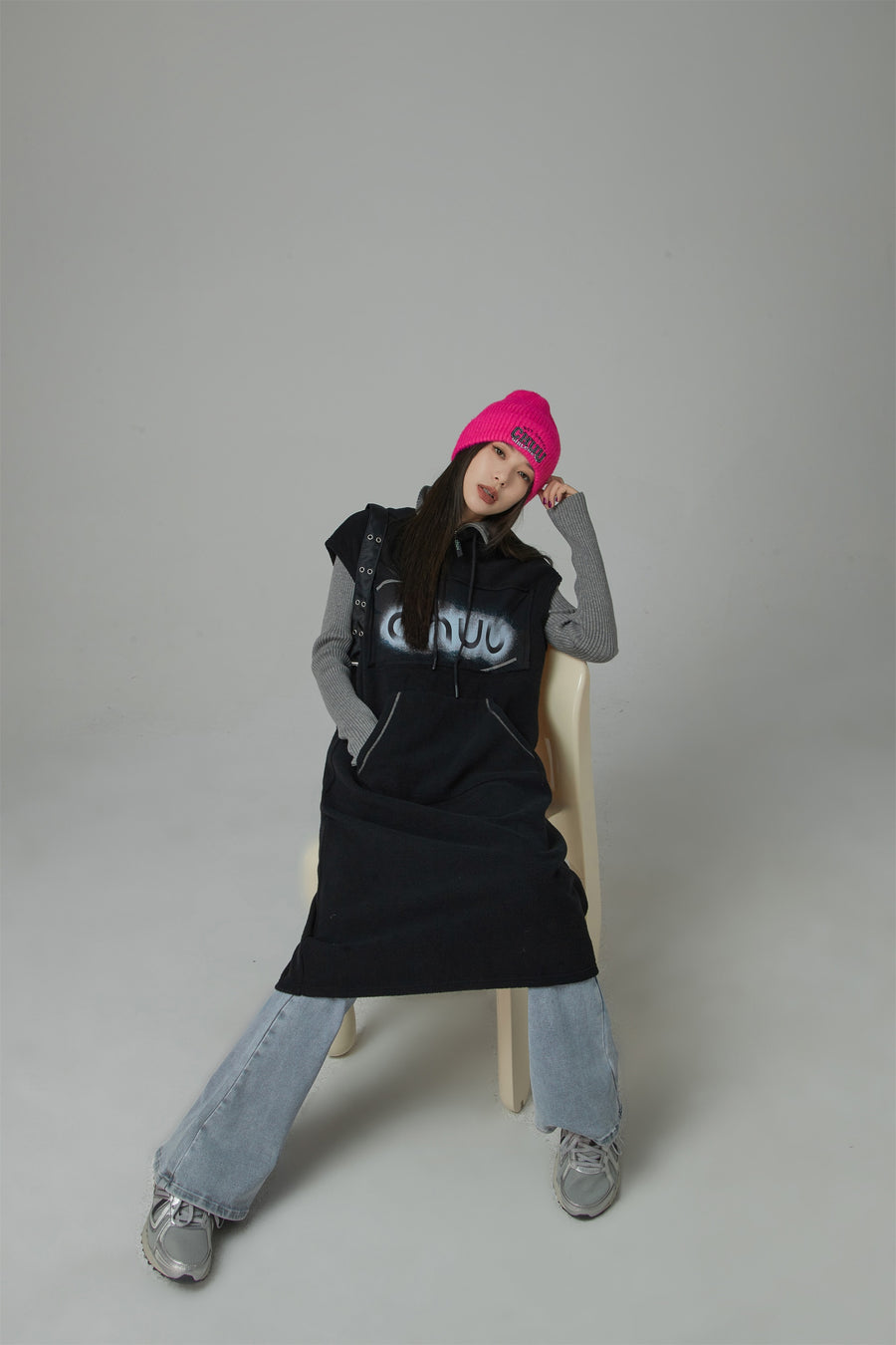 CHUU Chuu Loose Fit Hoodie Dress