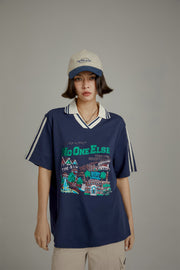 Noe Printed Town Open Collar T-Shirt