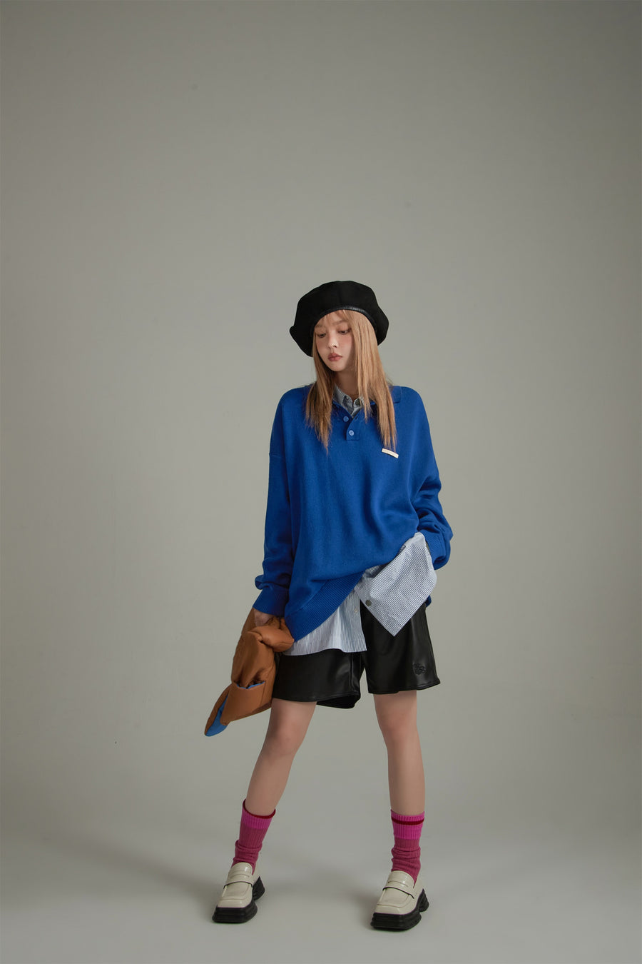 CHUU Polo Collar Long Sleeve Knit Sweater