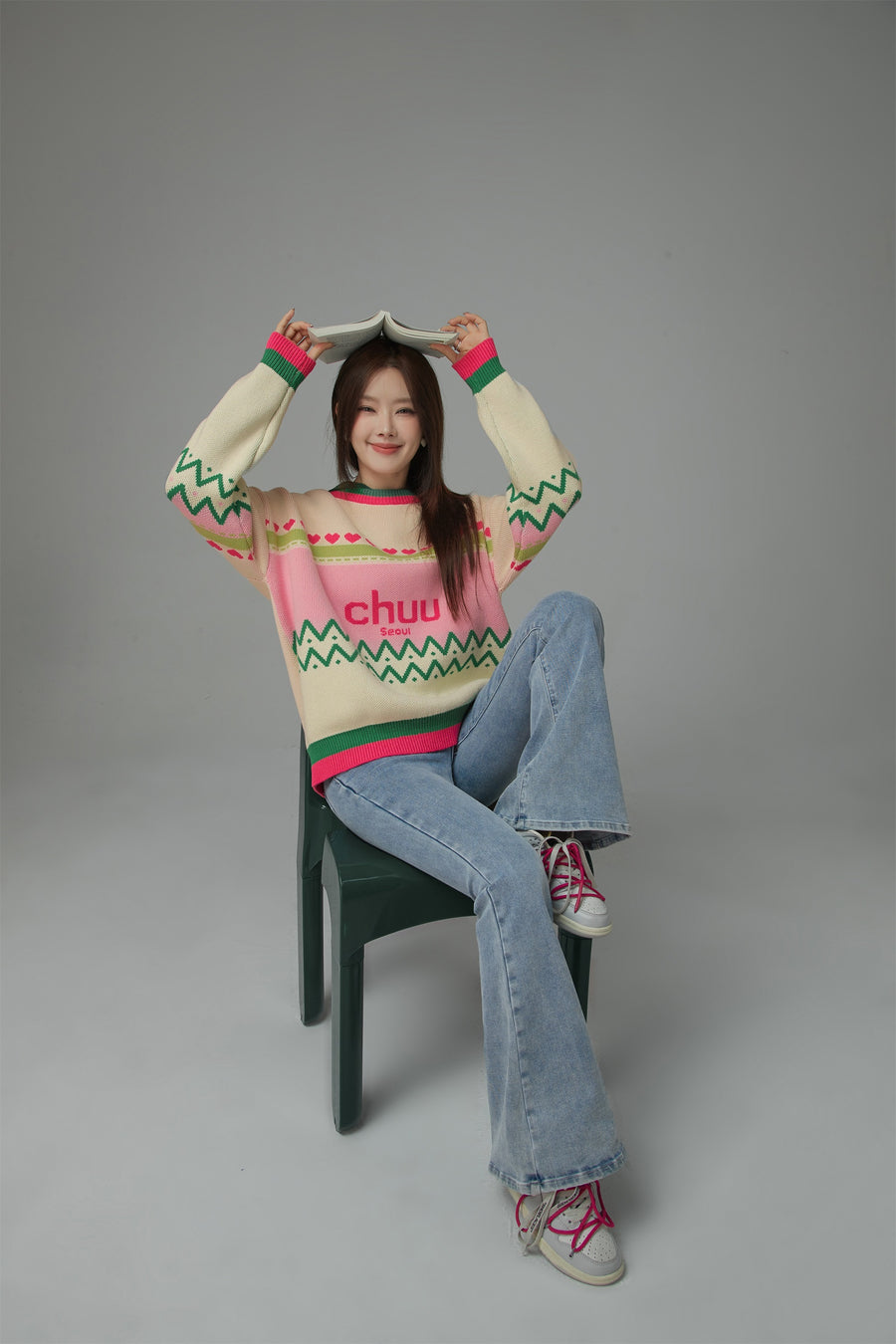 CHUU Feeling Festive Stripe Knit Sweater