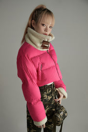 Fleece Collar Crop Padded Jacket