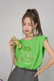 Happy Frog Shoulder Pad T-Shirt