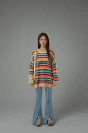 Rainbow Stripe Knit Sweater