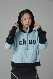 Chuu Lettering Half Zip-Up Hoodie