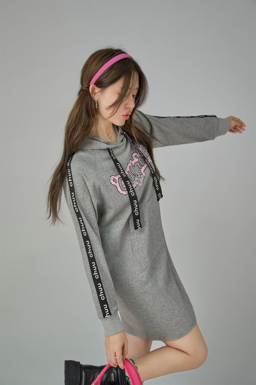 CHUU Front Pocket Hood Sweatshirt Mini Dress