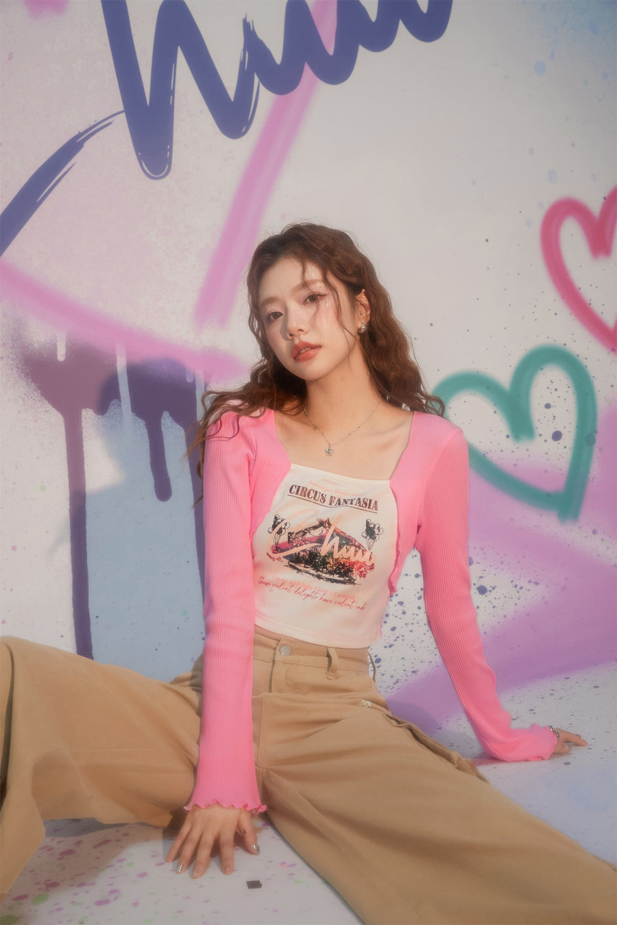 CHUU Chuu Circus Color Cropped T-Shirt