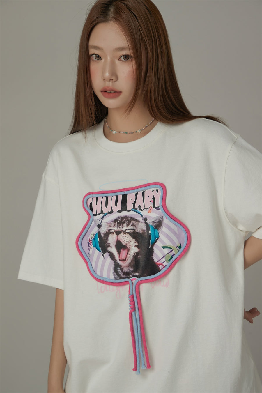 CHUU Music Cat Loose Fit T-Shirt