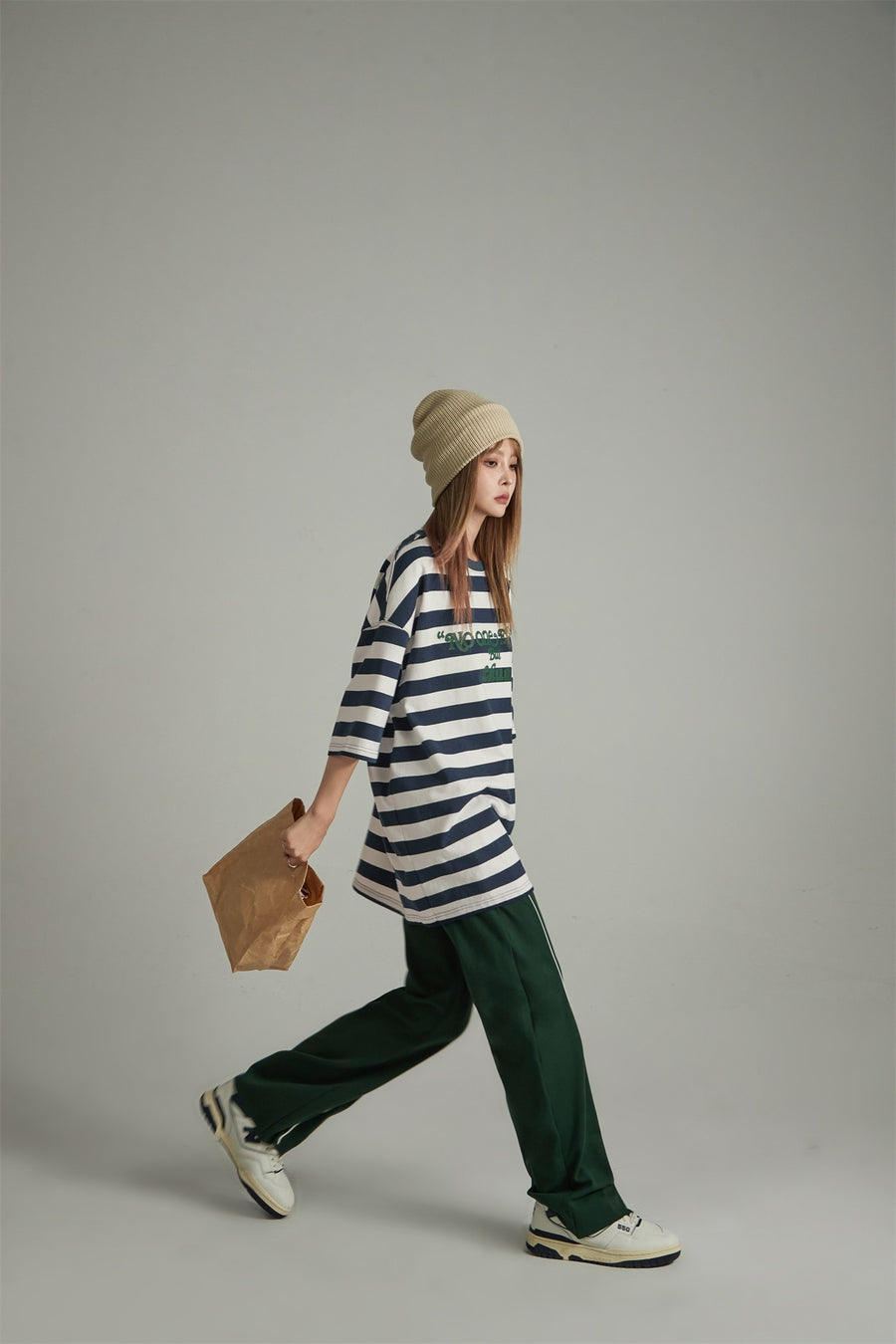 CHUU Striped Oversize T-Shirt