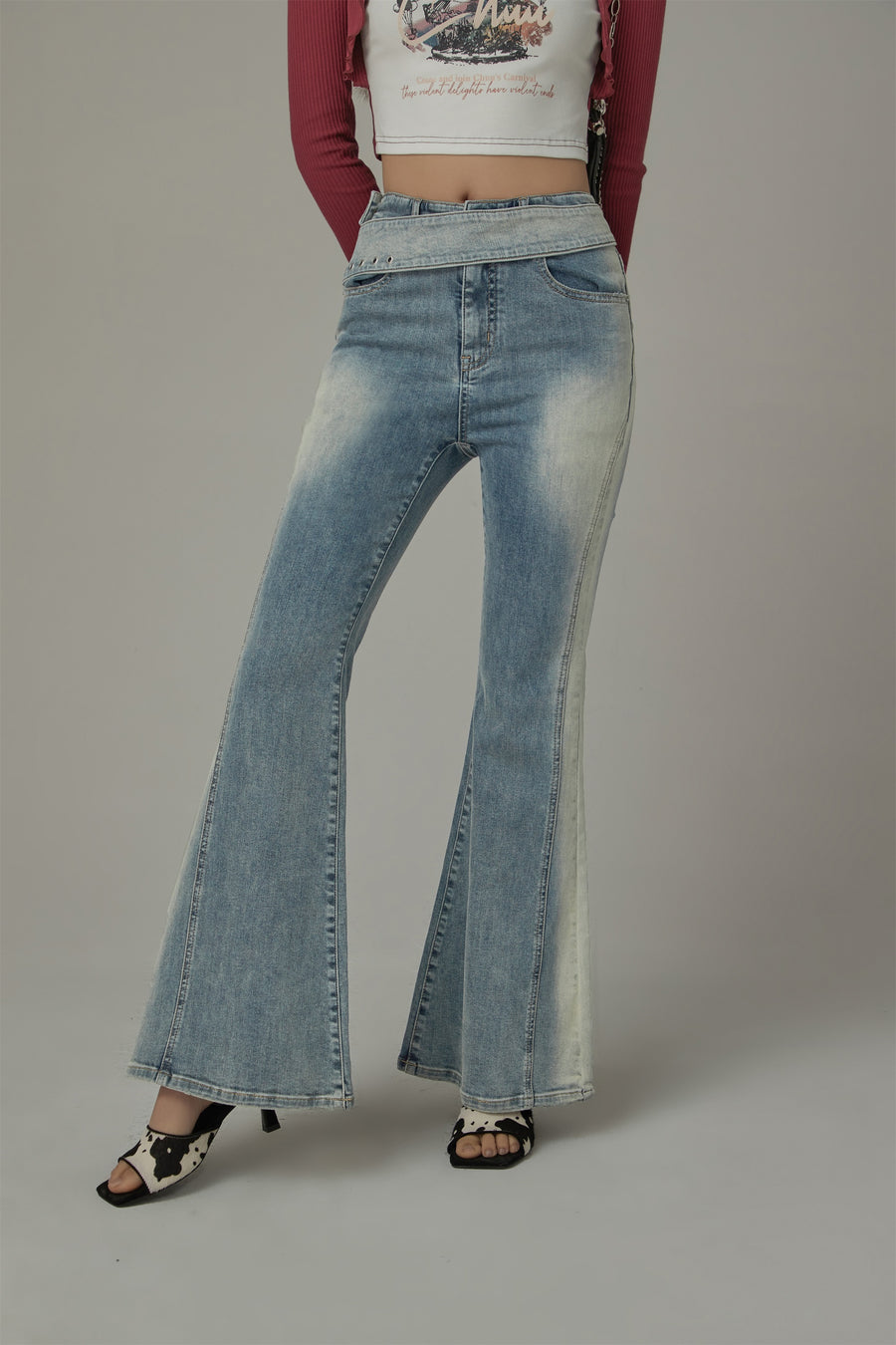 CHUU Washed Bootcut Denim Jeans