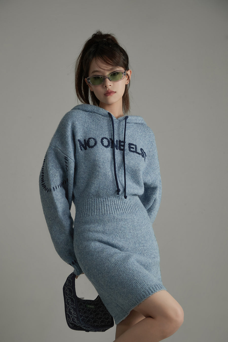 CHUU Cozy Hooded Knit Dress