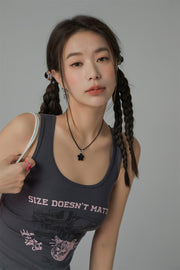 Size Doesnt Matter U-Neck Crop Sleeveless Tank Top