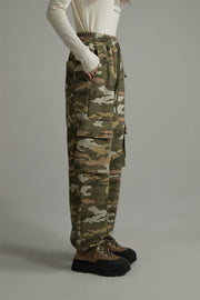 Camo Cargo Wide Cotton Pants