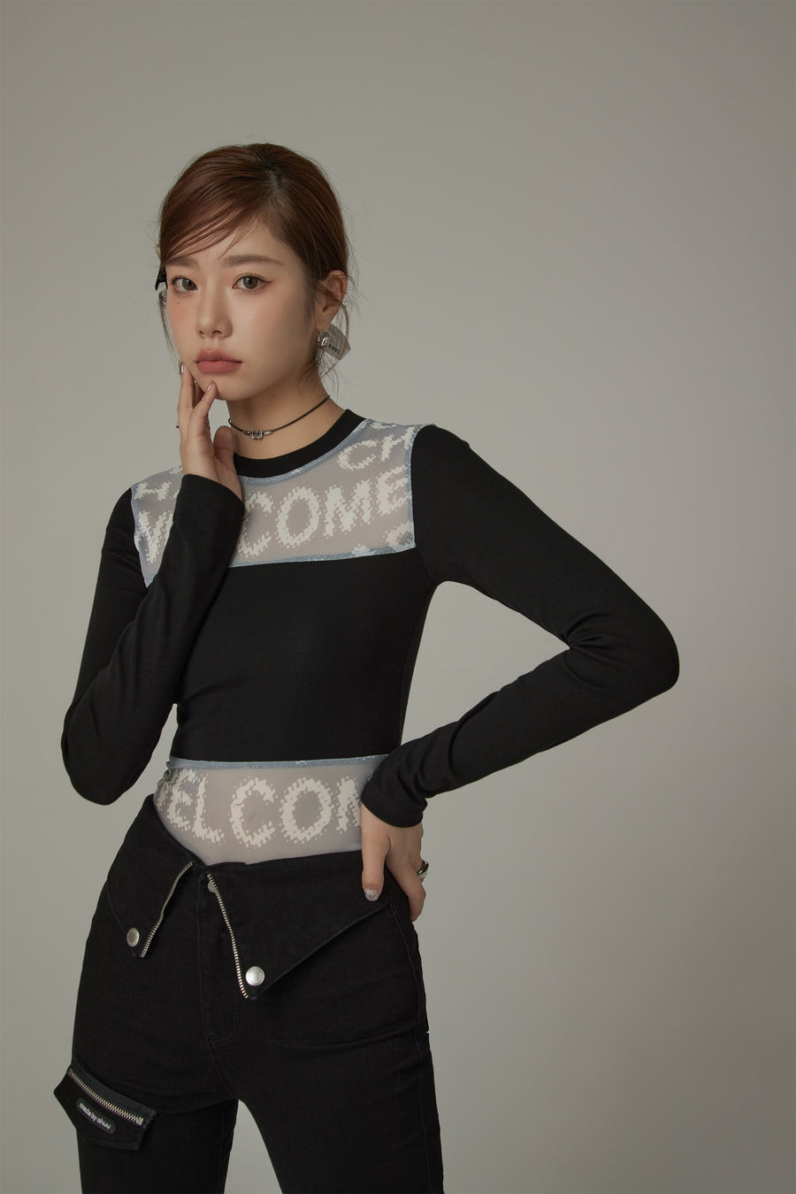 CHUU Welcome Color Matching Slim T-Shirt