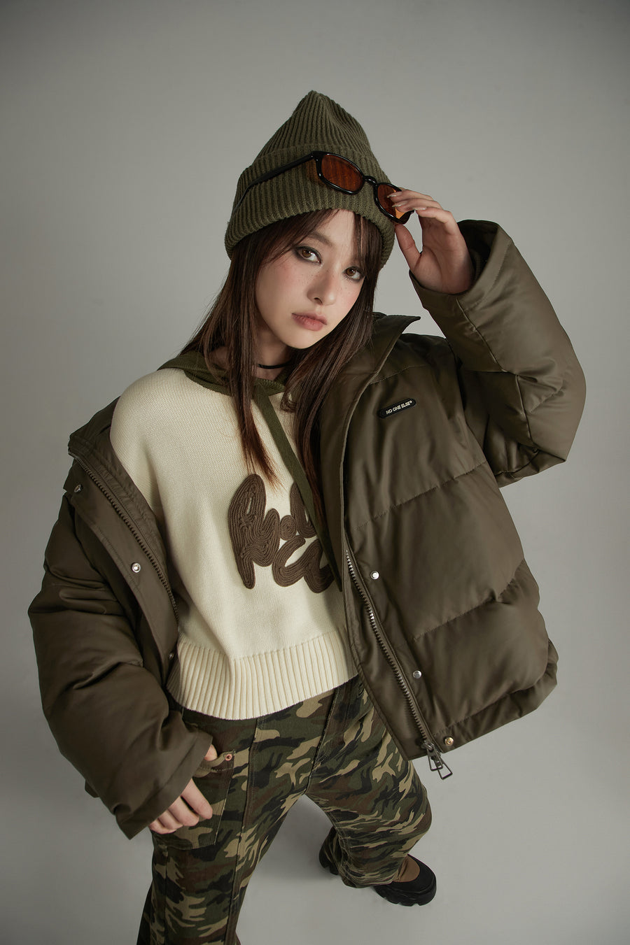 CHUU Simple String Overfit Padded Jacket