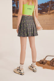 Confused Frog Print Mini Skirt