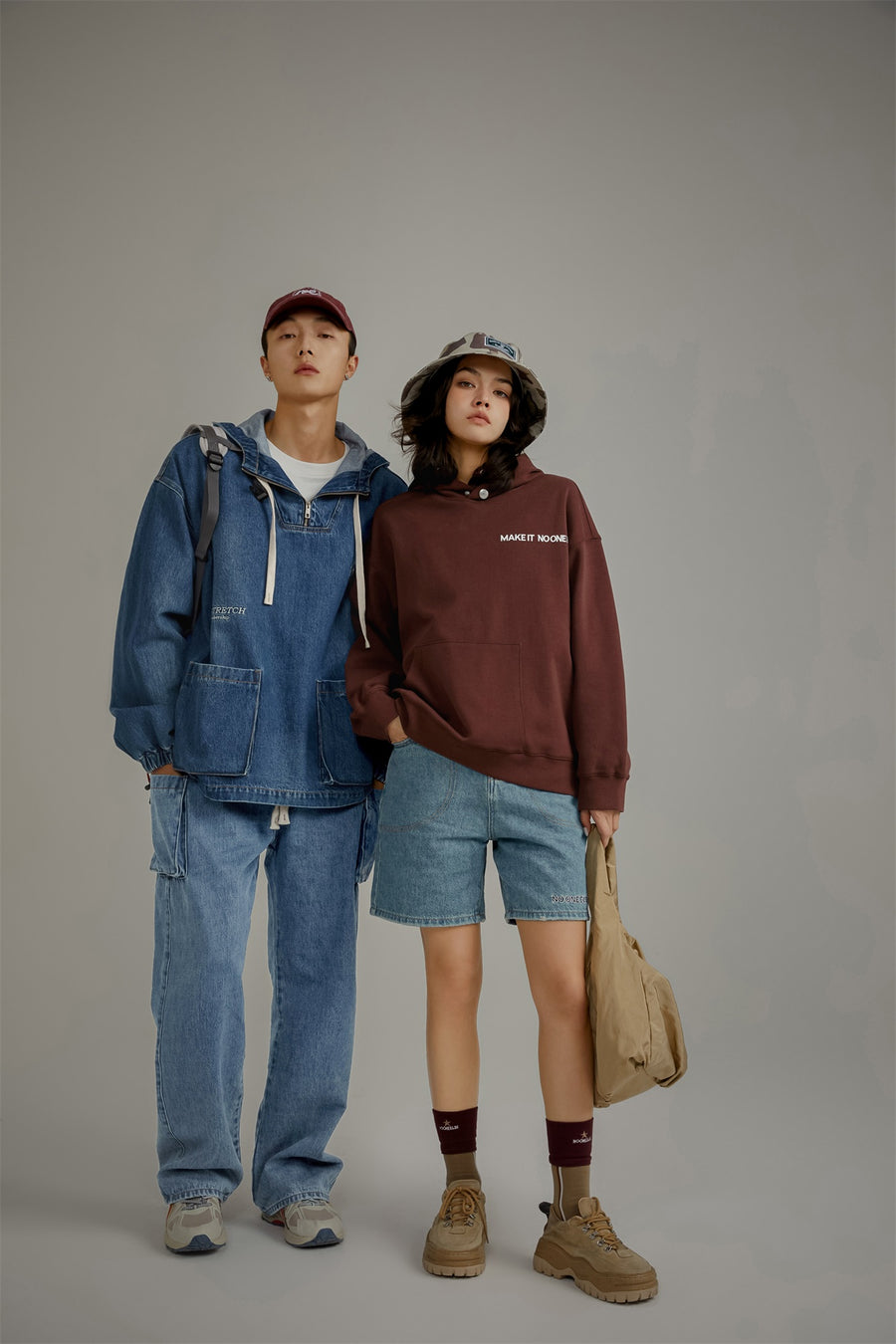 CHUU Club Stretch Denim Pocket Anorak Jacket