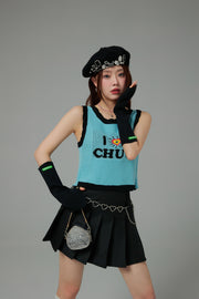 I Love Chuu Color Sleeveless Knit Sweater