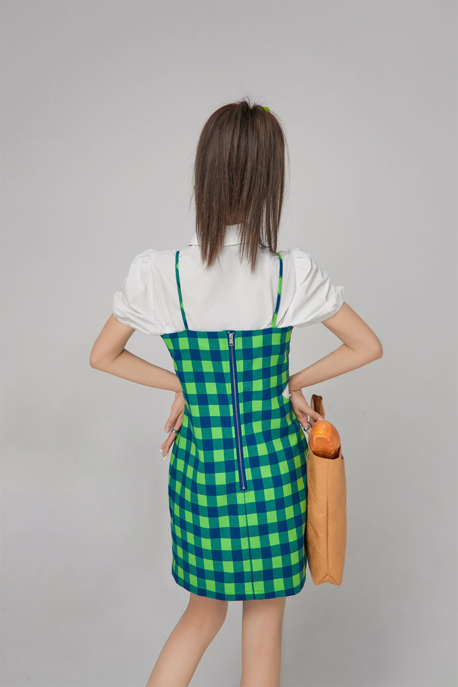 CHUU Check Sleeveless Mini Dress