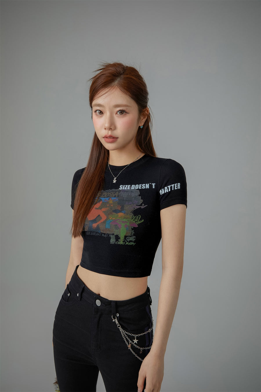 CHUU Size Doesnt Matter Beach Day Cropped T-Shirt