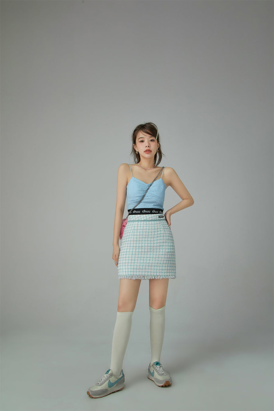 CHUU Tweed Check Mini Skirt