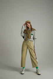 Cotton Ankle Cropped Straight Pants