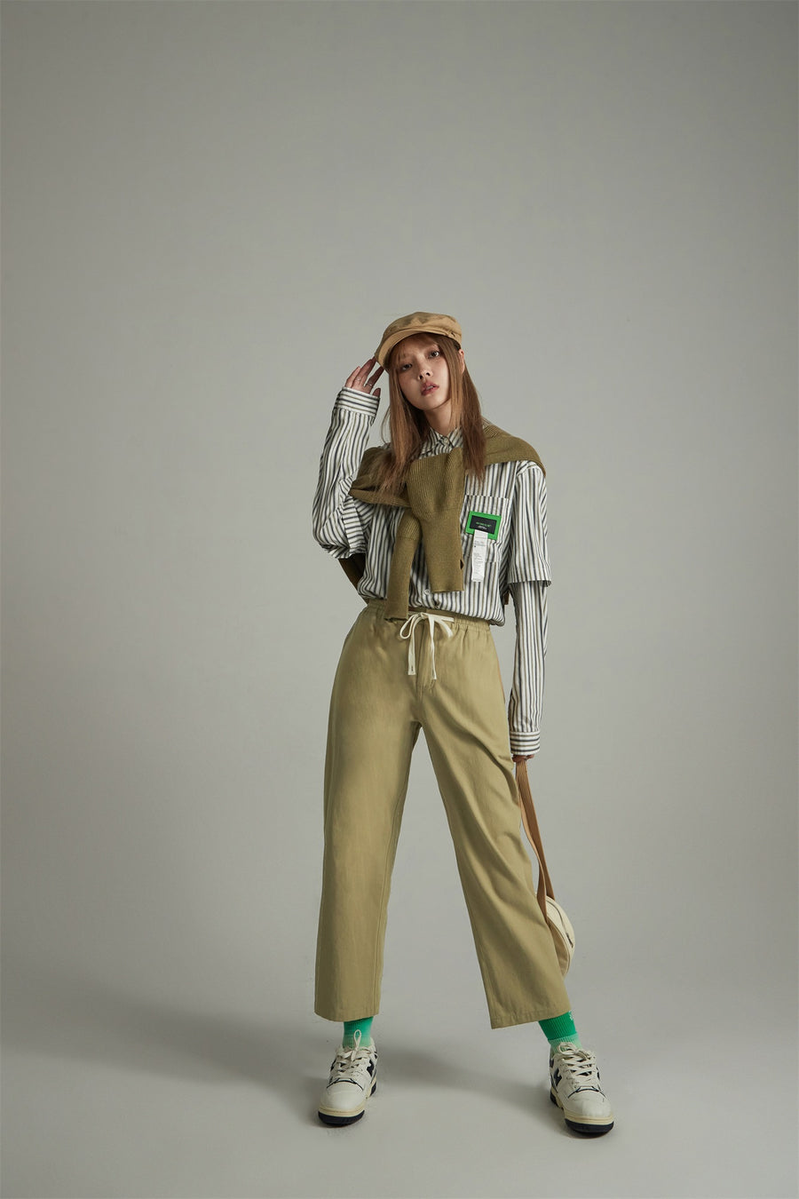 CHUU Cotton Ankle Cropped Straight Pants