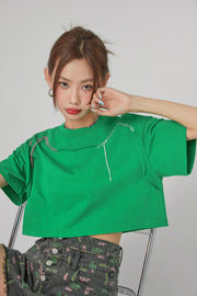 Stitches Lines Loosefit Crop Top