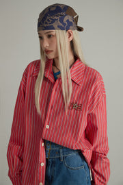 Star Logo Vertical Stripe Loose Fit Shirt