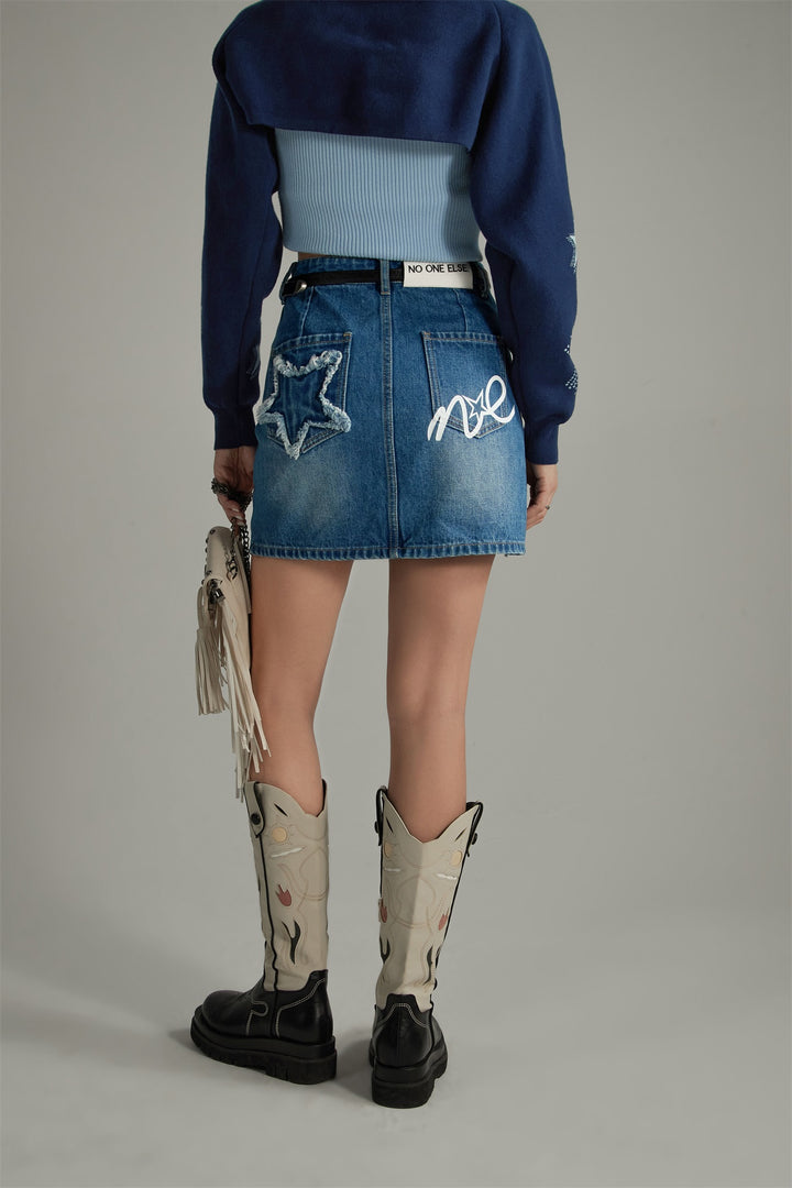 Unbalanced Denim Mini Skirt