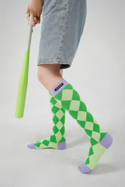 Diamond Check Mid-Calf Socks