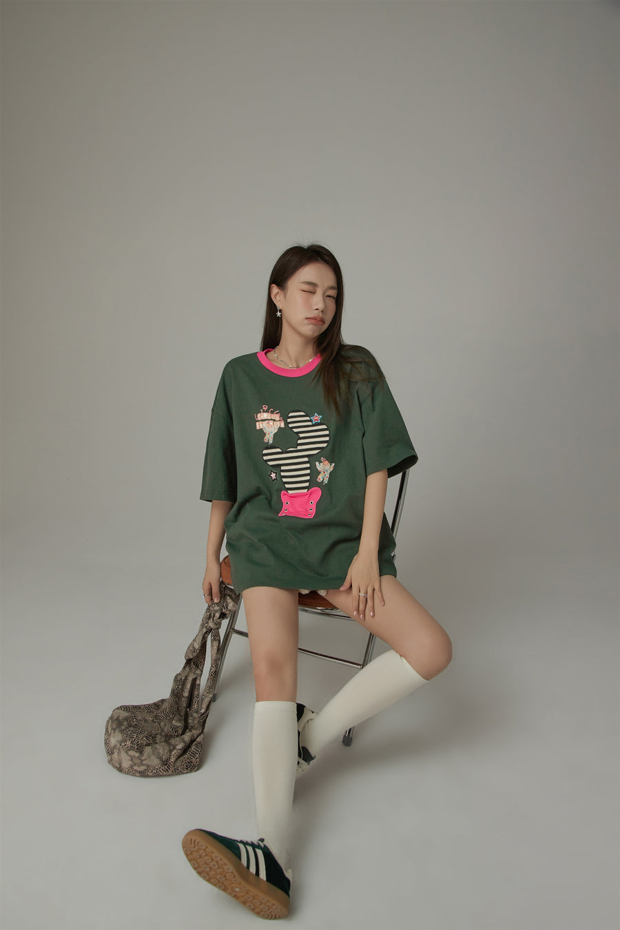 CHUU Lined Catcus Color Loose Fit T-Shirt