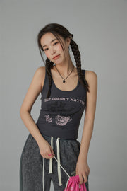 Size Doesnt Matter U-Neck Crop Sleeveless Tank Top