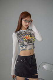 Art Contrast Cropped T-Shirt