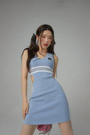 Unlock Stripes Waist Cutout V-Neck Dress